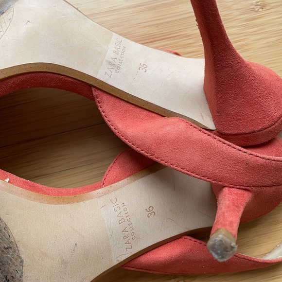 *SOLD* Zara Coral Slingback Pointed Toe Kitten Heels - Picture 6 of 6